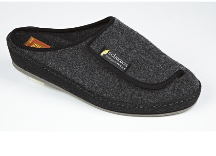 Sandalen & Pantoletten - Klett-Pantolette aus dem Hause Schawos – Farbe ANTHRAZIT – Ansicht  Sandalen & Pantoletten - Klett-Pantolette aus dem Hause Schawos, in Größe 037 bis 046, in Farbe ANTHRAZIT – Farbe ANTHRAZIT – Ansicht