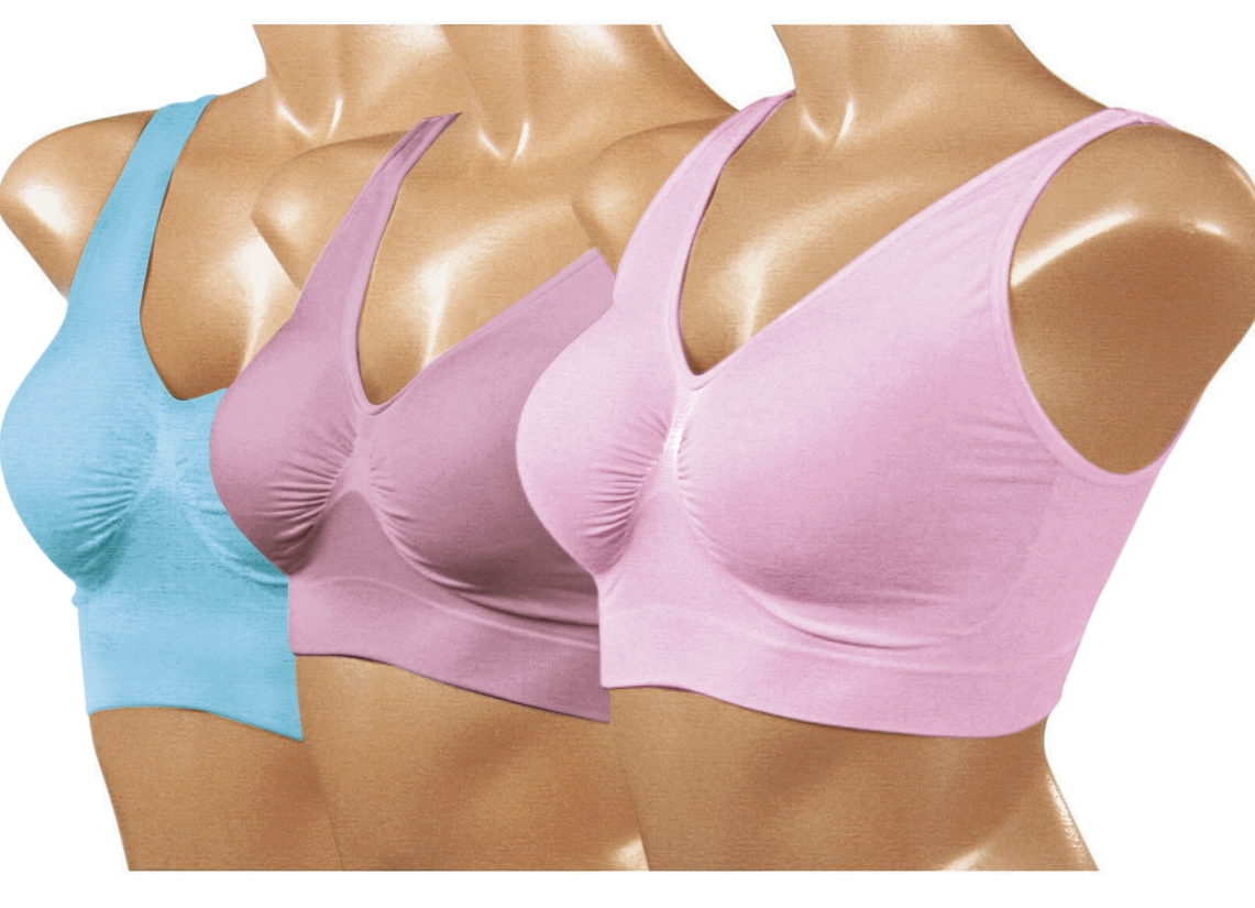 Bustiers - Ahh Bra, 3er-Bustier-Set, in Größe 3XL bis XXL, in Farbe ROSA TUERKIS FLIEDER Ansicht 2