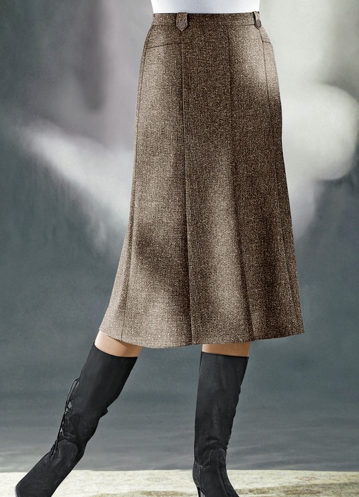 Uni - Bahnenrock  in Tweed mit Boucle-Effektgarn, in Größe 019 bis 058, in Farbe BROMBEER MEL. Ansicht 4