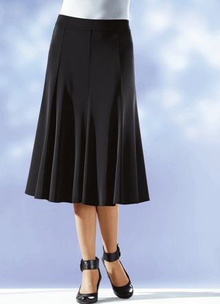 Uni - 8-Bahnenrock mit glockig schwingendem Saum – Farbe SCHWARZ Uni - 8-Bahnenrock mit glockig schwingendem Saum, in Größe 019 bis 056, in Farbe ECRU