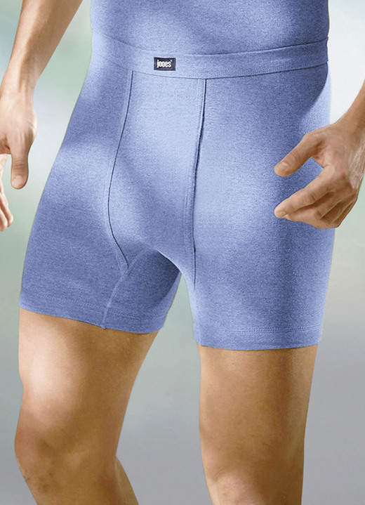 Slips & Unterhosen - Viererpack Unterhosen aus Feinripp mit Eingriff, in Größe 005 bis 013, in Farbe 2X STEINGRAU MELIERT, 2X JEANSBLAU MELIERT Ansicht 3