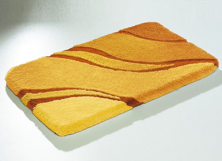 Badgarnituren - Moderne Badgarnitur von Kleine Wolke – Farbe TERRA – Ansicht  Badgarnituren - Moderne Badgarnitur von Kleine Wolke, in Größe 100 (Vorleger halbrund, 50/ 80 cm bis 112 (WC-Deckelbezug mit Kordel, 47/ 50 cm)), in Farbe BLAU – Farbe TERRA – Ansicht