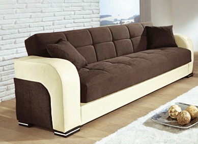 Schlafsofas - Funktions-Polstermöbel aus hochwertigem Kunstleder, in Farbe WEISS-SCHWARZ, in Ausführung Polstergruppe, 3-teilig Ansicht 2