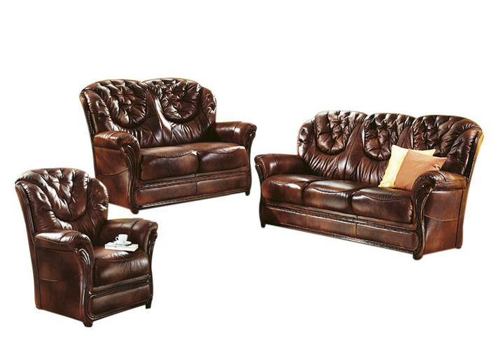 Polstergruppen - Polstermöbel mit Bezug aus echtem Leder, in Farbe ANTIKBEIGE, in Ausführung Sessel Ansicht 10