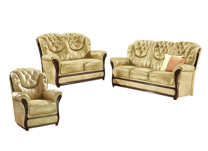 Polstergruppen - Polstermöbel mit Bezug aus echtem Leder, in Farbe ANTIKBEIGE, in Ausführung Sessel Ansicht 9