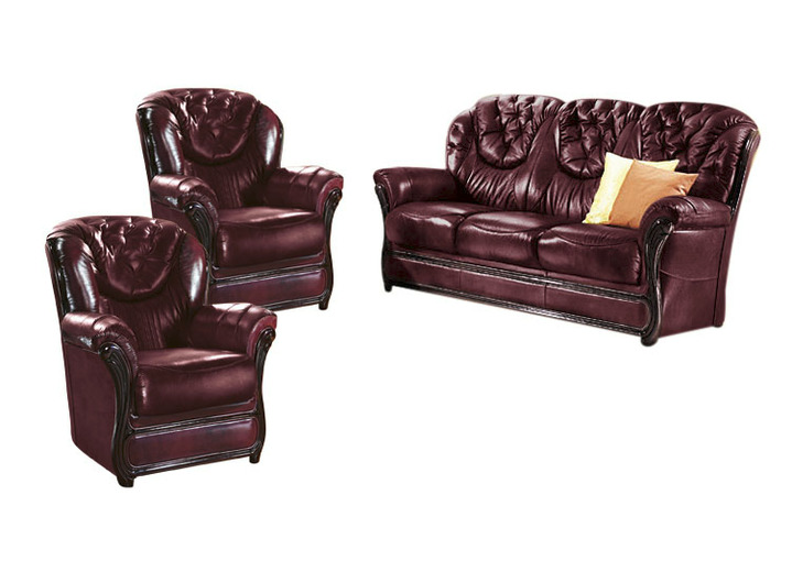 Polstergruppen - Polstermöbel mit Bezug aus echtem Leder, in Farbe ANTIKBEIGE, in Ausführung Sessel Ansicht 6