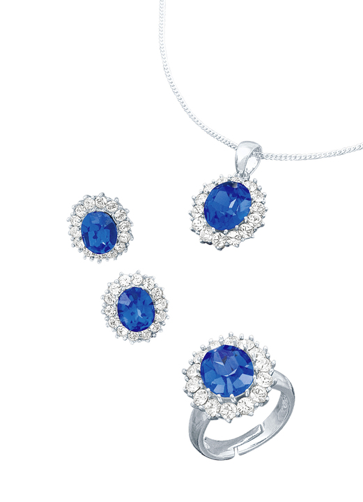 Schmucksets - Schmuck-Set, 4-teilig mit Weißgoldauflage Ansicht 3 Schmucksets - Schmuck-Set, 4-teilig mit Weißgoldauflage, in Größe L bis S, in Farbe SAFIRBLAU Ansicht 3