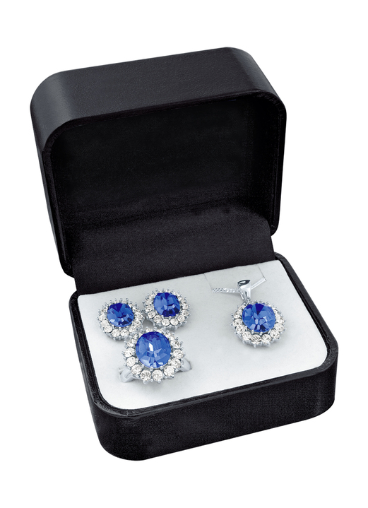 Schmucksets - Schmuck-Set, 4-teilig mit Weißgoldauflage Ansicht 4 Schmucksets - Schmuck-Set, 4-teilig mit Weißgoldauflage, in Größe L bis S, in Farbe SAFIRBLAU Ansicht 4