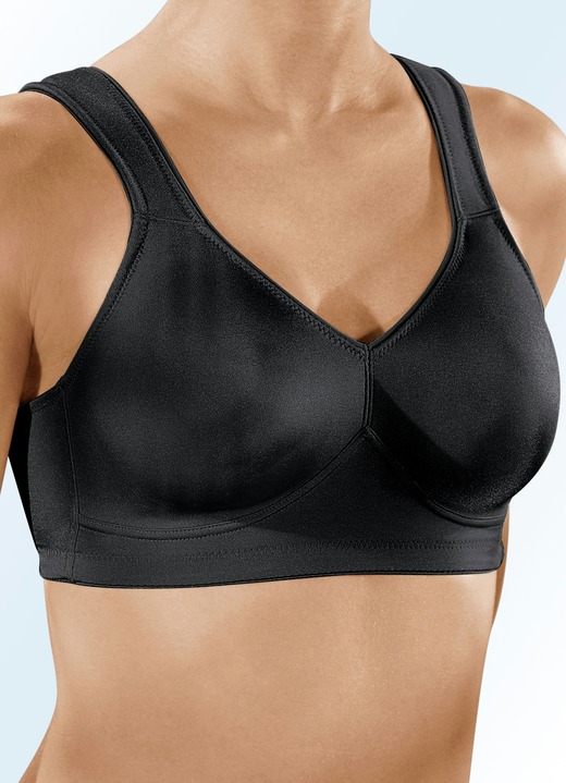 T-Shirt BH - Speidel Zweierpack BH mit doppelt vorgeformten Cups, in Größe 080 bis 105, in Cup B, in Farbe 1X SILBERGRAU, 1X SCHWARZ Ansicht 2