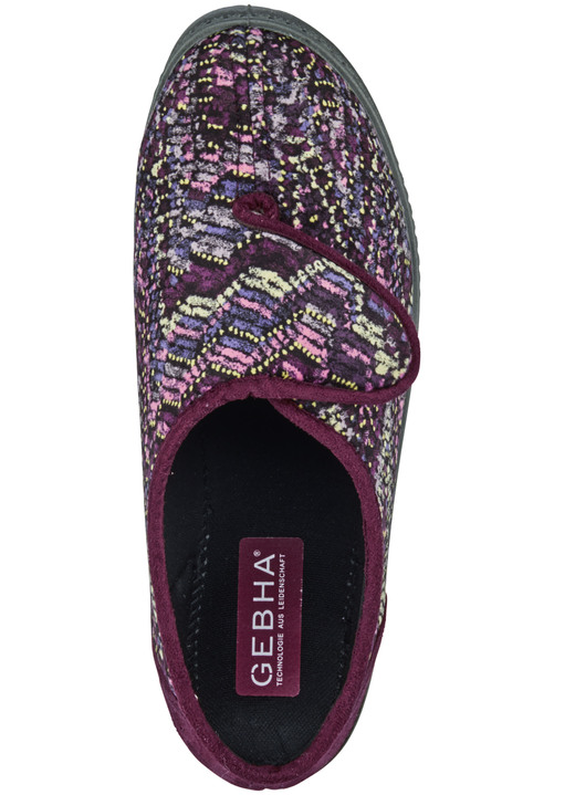 Hausschuhe - Klassische Damen-Hausschuhe, Weite H, mit Klettverschluss, in Größe 036 bis 042, in Farbe BORDEAUX-MULTICOLOR Ansicht 2