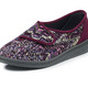 Hausschuhe - Klassische Damen-Hausschuhe, Weite H, mit Klettverschluss, in Größe 036 bis 042, in Farbe BORDEAUX-MULTICOLOR – Farbe BORDEAUX-MULTICOLOR – Ansicht 1