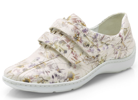 Slipper & Schnürschuhe - Waldläufer, bequeme Damen-Slipper, Weite H, mit herausnehmbarem Fußbett – Farbe ECRU-BUNT – Ansicht  Slipper & Schnürschuhe - Waldläufer, bequeme Damen-Slipper, Weite H, mit herausnehmbarem Fußbett, in Größe 3 1/2 bis 8, in Farbe DUNKELBLAU – Farbe ECRU-BUNT – Ansicht