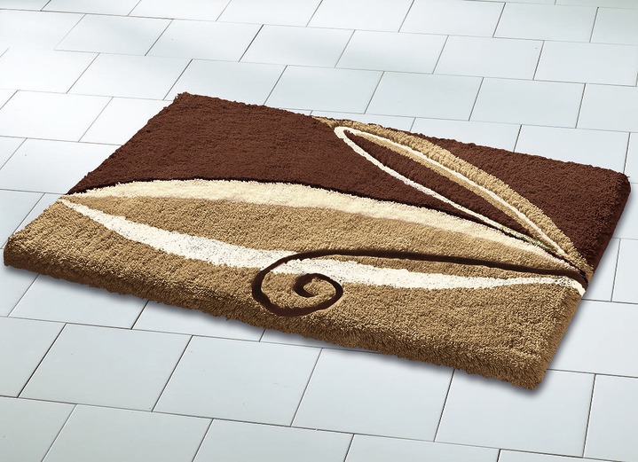 Wohnen - Weiche Badgarnitur mit rutschhemmender Rückseite, in Größe 100 (Vorleger, halbrund 50x 80 cm) bis 110 (Hänge WC Garnitur, 2-teilig), in Farbe BRAUN Ansicht 1