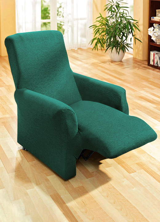Sessel- & Sofaüberwürfe - Schützende Stretchbezüge für Sessel und Sofa, in Größe 101 (Sessel-Bezug) bis 108 (Hocker-Bezug), in Farbe GRÜN Ansicht 7
