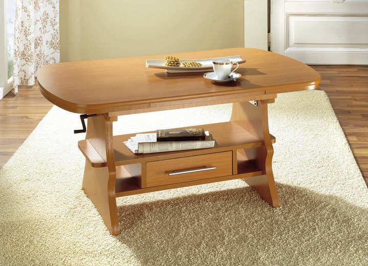 Couchtische - Dekorativer Couchtisch mit Ablageböden, in Farbe EICHE, in Ausführung Feste Platte Ansicht 2