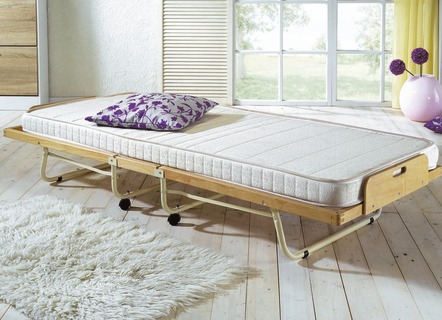 Bettgestelle - Gästebett mit Lattenrost und Kaltschaummatratze, in Farbe NATUR – Farbe NATUR – Ansicht 