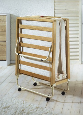 Bettgestelle - Gästebett mit Lattenrost und Kaltschaummatratze, in Farbe NATUR – Farbe NATUR – Ansicht 