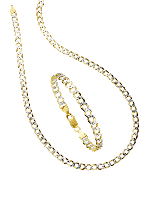 Armbänder - Massive, diamantierte Panzerketten-Garnitur, in Farbe , in Ausführung Halskette, Länge 45 cm Ansicht 4