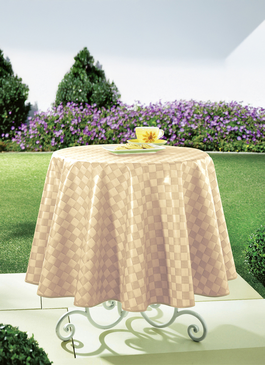 Gartentischdecken - Wachstischtuch in bewährter Qualität, in Größe 108 (Mitteldecke, 80/ 80 cm) bis 190 (Tischdecke oval, 140x190 cm), in Farbe BEIGE Ansicht 5