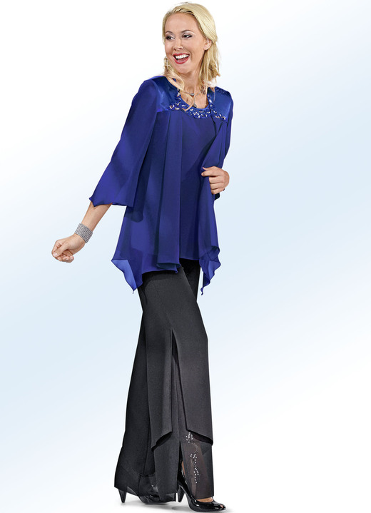 - 2-teiliges Blusen-Set mit glänzendem Satin-Besatz, in Größe 038 bis 056, in Farbe ROYALBLAU Ansicht 3