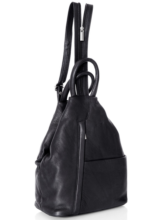 Taschen - Laurina, Rucksack, Damen, mit zwei durch Reißverschluss teilbare Umhängeriemen, in Farbe SCHWARZ Ansicht 1