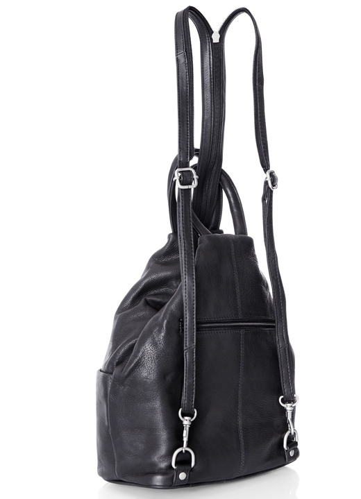 Taschen - Laurina, Rucksack, Damen, mit zwei durch Reißverschluss teilbare Umhängeriemen, in Farbe SCHWARZ Ansicht 2