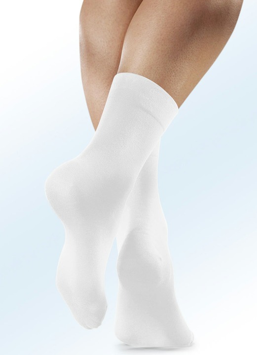 Wäsche - Rogo 4 Paar Socken mit extra weitem Schaft, in Größe 1 (Schuhgr. 35-38) bis 2 (Schuhgr. 39-42), in Farbe 4X WEISS Ansicht 3