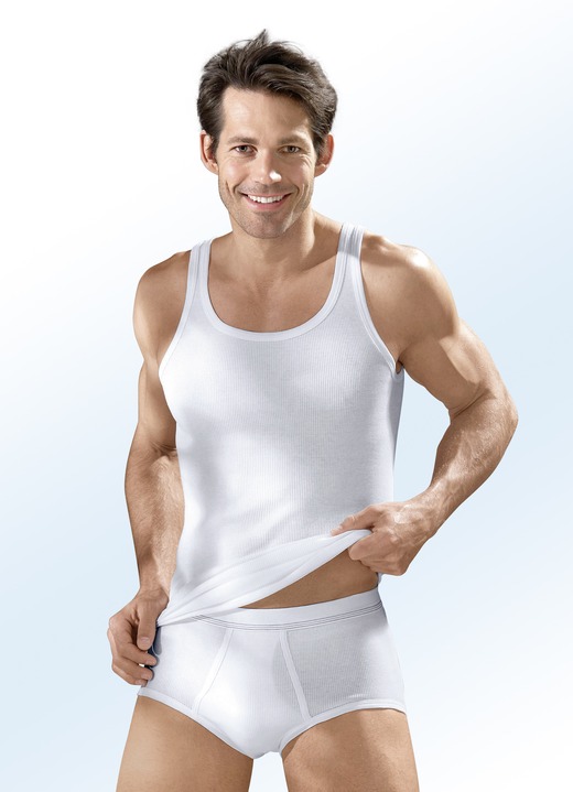 Slips & Unterhosen - Hermko Fünferpack Slips aus Doppelripp mit Eingriff, weiß, in Größe 005 bis 013, in Farbe WEISS Ansicht 2