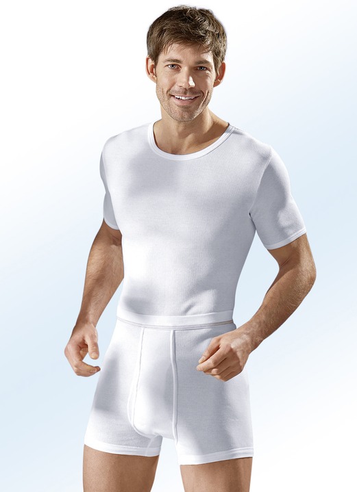 Slips & Unterhosen - Hermko Dreierpack Unterhosen aus Doppelripp mit Eingriff, weiß, in Größe 005 bis 013, in Farbe WEISS Ansicht 2