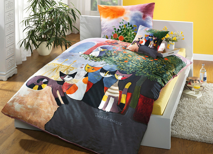 - Bettwäsche-Garnitur mit Rosina Wachtmeister-Motiv, in Größe 112 (80/80 cm + 135/200 cm) bis 115 (80/80 cm + 155/220 cm), in Farbe BUNT Ansicht 2