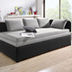 Schlafsofas - Studioliege mit beidseitig montierbarer Kopf- und Seitenblende – Farbe SCHWARZ-HELLGRAU Schlafsofas - Studioliege mit beidseitig montierbarer Kopf- und Seitenblende, in Farbe DUNKELGRAU-HELLGRAU, in Ausführung ohne Kissen