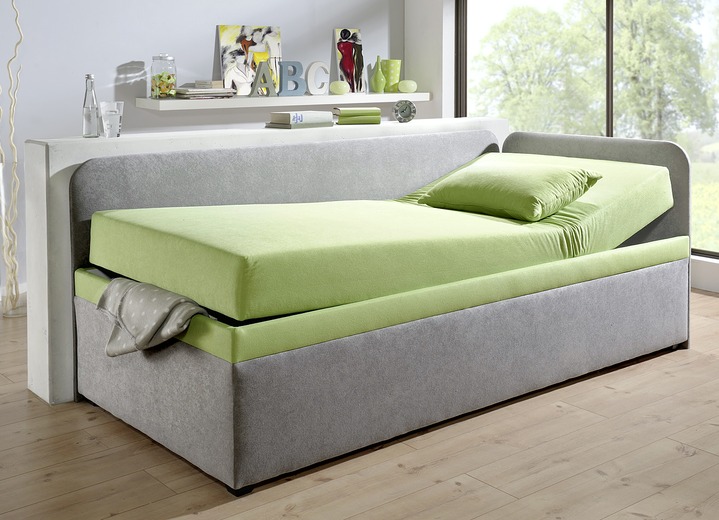 Schlafsofas - Studioliege mit beidseitig montierbarer Kopf- und Seitenblende Ansicht 4 Schlafsofas - Studioliege mit beidseitig montierbarer Kopf- und Seitenblende, in Farbe DUNKELGRAU-HELLGRAU, in Ausführung ohne Kissen Ansicht 4
