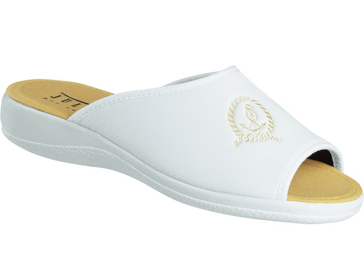 Hausschuhe - Bequeme und trendige Stretch-Pantolette, in Größe 036 bis 042, in Farbe BLAU Ansicht 6