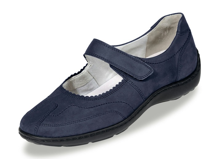 Slipper & Schnürschuhe - Waldläufer, bequeme Damen-Slipper, Weite H, mit herausnehmbarem Fußbett, in Größe 4 bis 8 1/2, in Farbe MARINE Ansicht 1