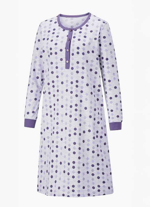 Nachthemden Langarm - Zweierpack Nachthemden, Langarm mit Knopfleiste und Bündchen, in Größe 036 bis 058, in Farbe MARINE/TÜRKIS Ansicht 8