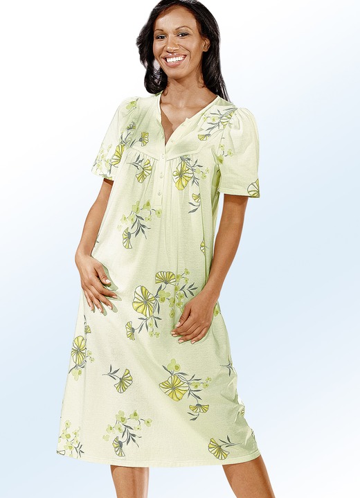 Kurzarm - Nachthemd, Kurzarm mit Knopfleiste Ansicht 2 Kurzarm - Nachthemd, Kurzarm mit Knopfleiste, in Größe 040 bis 060, in Farbe ROSÉ-BUNT Ansicht 2