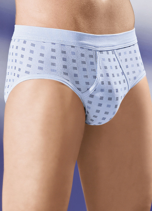 Slips & Unterhosen - Schiesser Zweierpack Slips aus Feinripp, mit Eingriff, in Größe 005 bis 009, in Farbe WEISS-GRAFIT-BUNT Ansicht 2