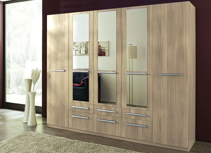 Schlafzimmerschränke - Drehtürenschränke mit kunststoffbeschichteter Oberfläche Ansicht 4 Schlafzimmerschränke - Drehtürenschränke mit kunststoffbeschichteter Oberfläche, in Farbe ARTISAN EICHE, in Ausführung Drehtürenschrank, 1-türig Ansicht 4