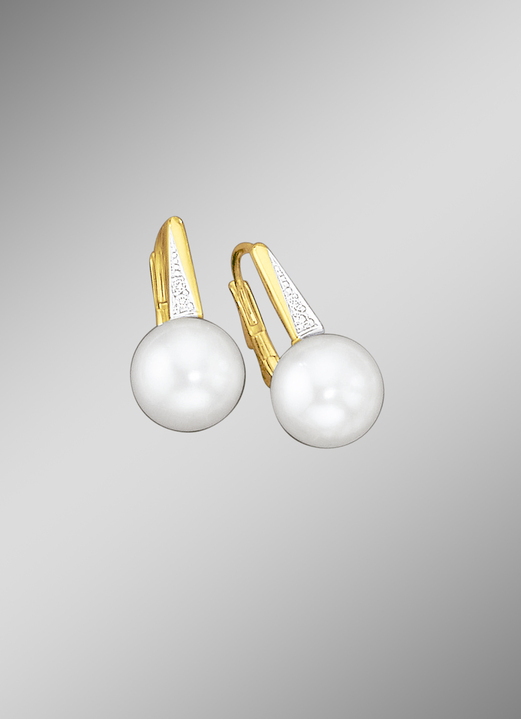 Ohrschmuck - Ohrringe mit Brillanten und Süßwasser-Zuchtperlen, in Farbe  Ansicht 1