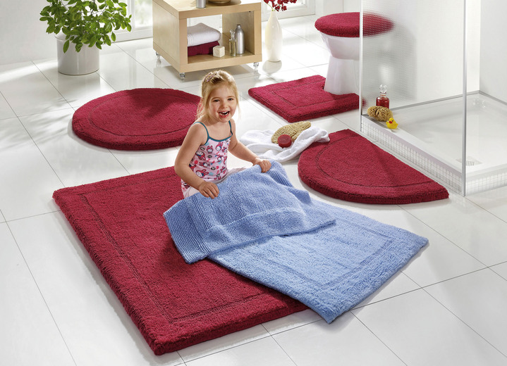 Badgarnituren - Bad-Wendegarnitur aus 100% Baumwolle, in Größe 100 (Vorleger halbrund, 50x 80 cm) bis 110 (Hänge WC Garnitur, 2-teilig), in Farbe DUNKELBLAU Ansicht 6