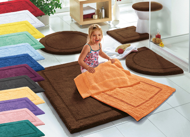 Badgarnituren - Bad-Wendegarnitur aus 100% Baumwolle, in Größe 100 (Vorleger halbrund, 50x 80 cm) bis 110 (Hänge WC Garnitur, 2-teilig), in Farbe DUNKELBLAU Ansicht 14