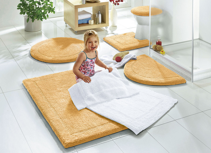 Badgarnituren - Bad-Wendegarnitur aus 100% Baumwolle, in Größe 100 (Vorleger halbrund, 50x 80 cm) bis 110 (Hänge WC Garnitur, 2-teilig), in Farbe DUNKELBLAU Ansicht 18