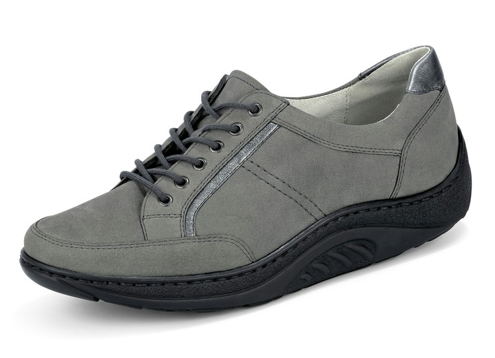 Schuhe - Waldläufer Schnürschuh mit edlen Metallicleder-Einsätzen, in Größe 3 1/2 bis 8, in Farbe GRAFIT Ansicht 1