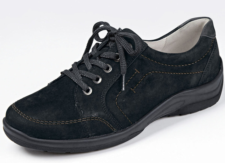 Slipper & Schnürschuhe - Waldläufer, bequeme Damen-Schnürschuhe, Weite H, mit herausnehmbarem Fußbett, in Größe 3 1/2 bis 8, in Farbe SCHWARZ Ansicht 1