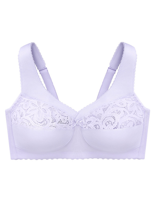 Damenwäsche -  Glamorise Stütz-BH mit Stickereispitze, in Größe 080 bis 130, in Cup H, in Farbe FLIEDER Ansicht 4