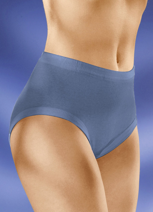 Slips - Fünferpack Slips mit Gummizug Ansicht 2 Slips - Fünferpack Slips mit Gummizug, in Größe 038 bis 066, in Farbe 2X MAUVE, 2X INDIGO, 1X WEISS Ansicht 2