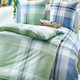 Bettwäschegarnituren - Bügelfreie Bettwäsche-Garnitur aus dem Hause Biberna, in Größe 112 (80/80 cm + 135/200 cm) bis 115 (80/80 cm + 155/220 cm), in Farbe BLAU – Farbe GRÜN – Ansicht 2