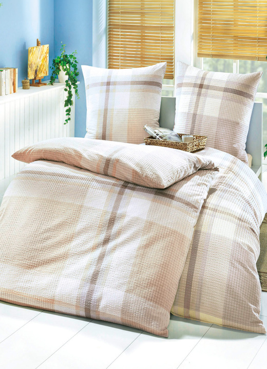 Bettwäschegarnituren - Bügelfreie Bettwäsche-Garnitur aus dem Hause Biberna, in Größe 112 (80/80 cm + 135/200 cm) bis 115 (80/80 cm + 155/220 cm), in Farbe BLAU Ansicht 3