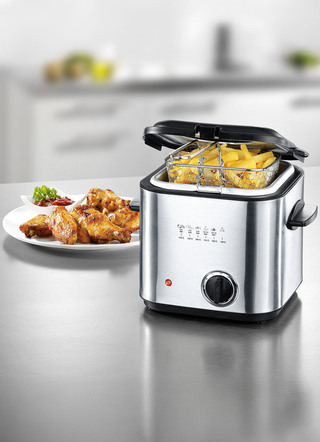 Küchengeräte - Mini-Fritteuse - ideal für 1-2 Personen, in Farbe EDELSTAHL