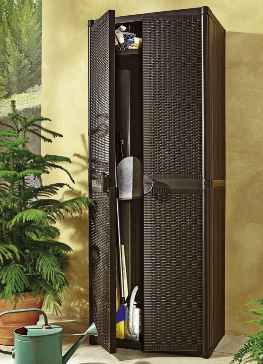 Gartenpflege - Geräteschrank aus Kunststoff, in Farbe ANTHRAZIT, in Ausführung Geräteschrank, groß, H172 cm, mit 4 durchgehenden Einlegeböden Ansicht 1
